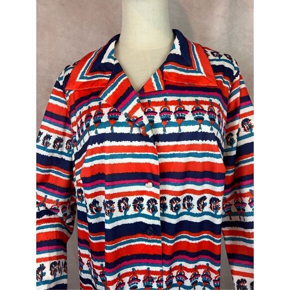Vintage 1970s Psychedelic Print Dress Plus Size XL Mod MCM Disco Groovy Retro - Picture 5 of 11